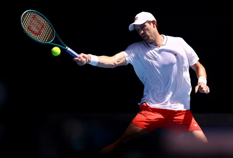 [5/5]Tennis - Australian Open - Melbourne Park, Melbourne, Australia - January 13, 2025 Chile's Nicolas Jarry in action during his first round match against Italy's Jannik Sinner. Photo: Reuters