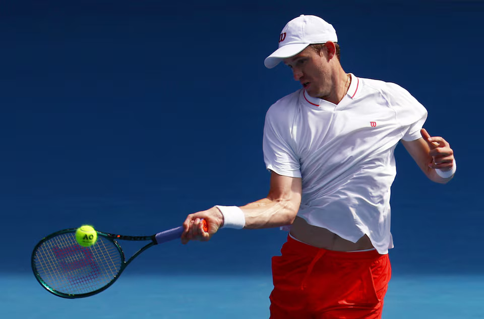 [4/5]Tennis - Australian Open - Melbourne Park, Melbourne, Australia - January 13, 2025 Chile's Nicolas Jarry in action during his first round match against Italy's Jannik Sinner. Photo: Reuters