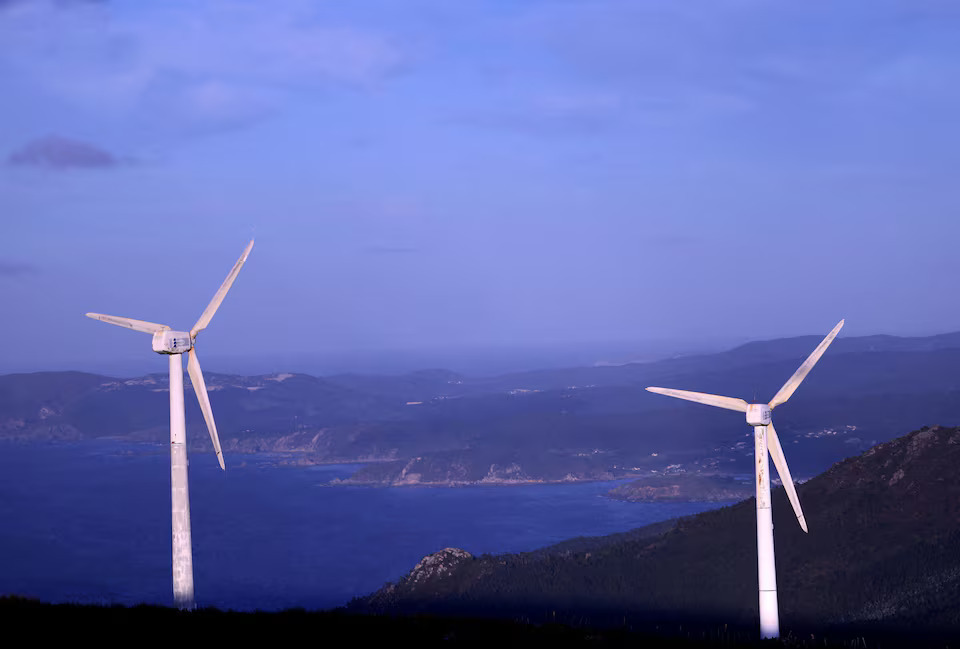 [4/4]Wind turbines are seen in front of the Atlantic Ocean at a wind farm in the Serra da Capelada, near Ferrol, Galicia, Spain, September 13, 2024. Photo: Reuters