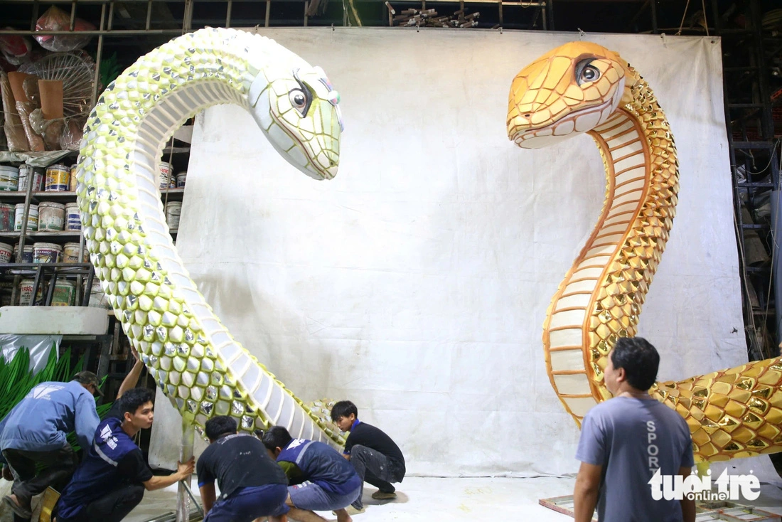 A sneak peek into workshops making snake mascots for Ho Chi Minh City Tet flower street