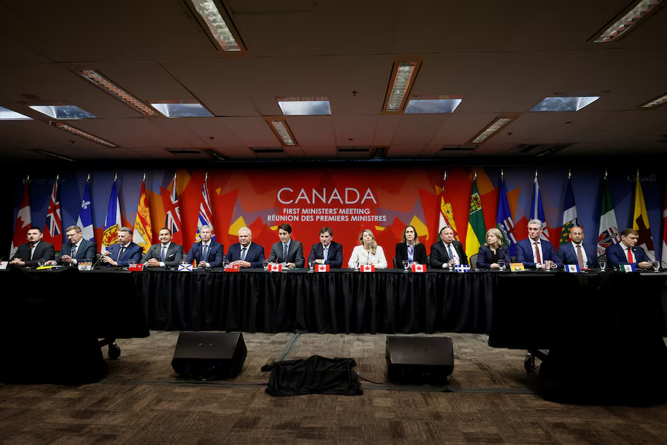 Federal, provincial and territorial leaders take part in a news conference following a meeting in Ottawa, Ontario, Canada January 15, 2025. Photo: Reuters