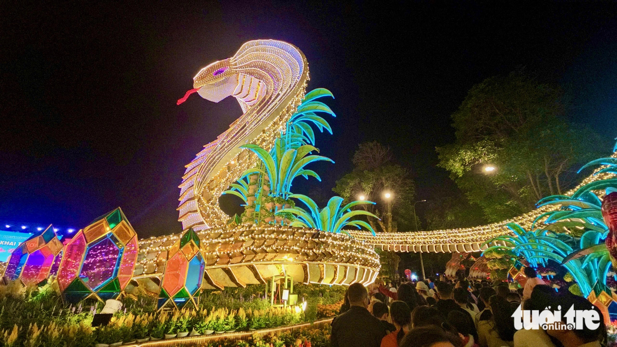 Crowds flock to the newly-opened Tuy Hoa’s Tet Flower Street in Phu Yen Province, south-central Vietnam, January 19, 2025. Photo: Minh Chien / Tuoi Tre