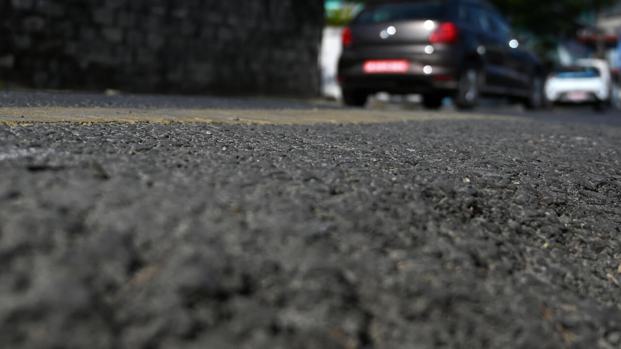 This photograph taken on December 26, 2024 shows vehicles riding over a road built using recycled plastic waste in Pokhara. Photo: AFP