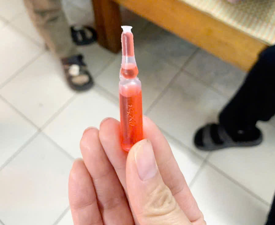 A plastic tube contains a chemical liquid mistaken as syrup that poisoned 32 students from Tuyen Quang Province in northern Vietnam. Photo: Supplied