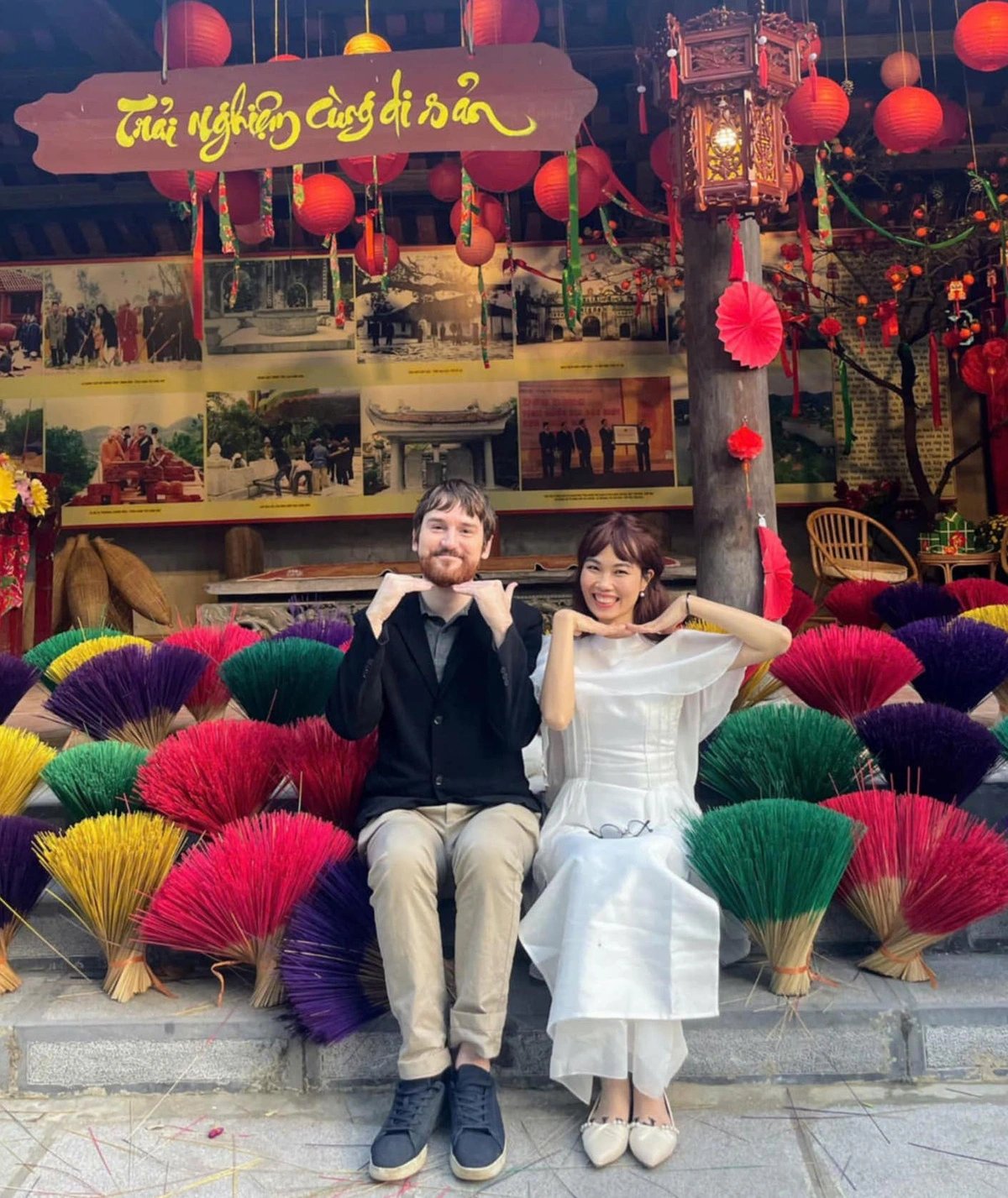 Scott Green, a young British entrepreneur, and his fiancée pose for a photo at a location in Vietnam. Photo: Supplied