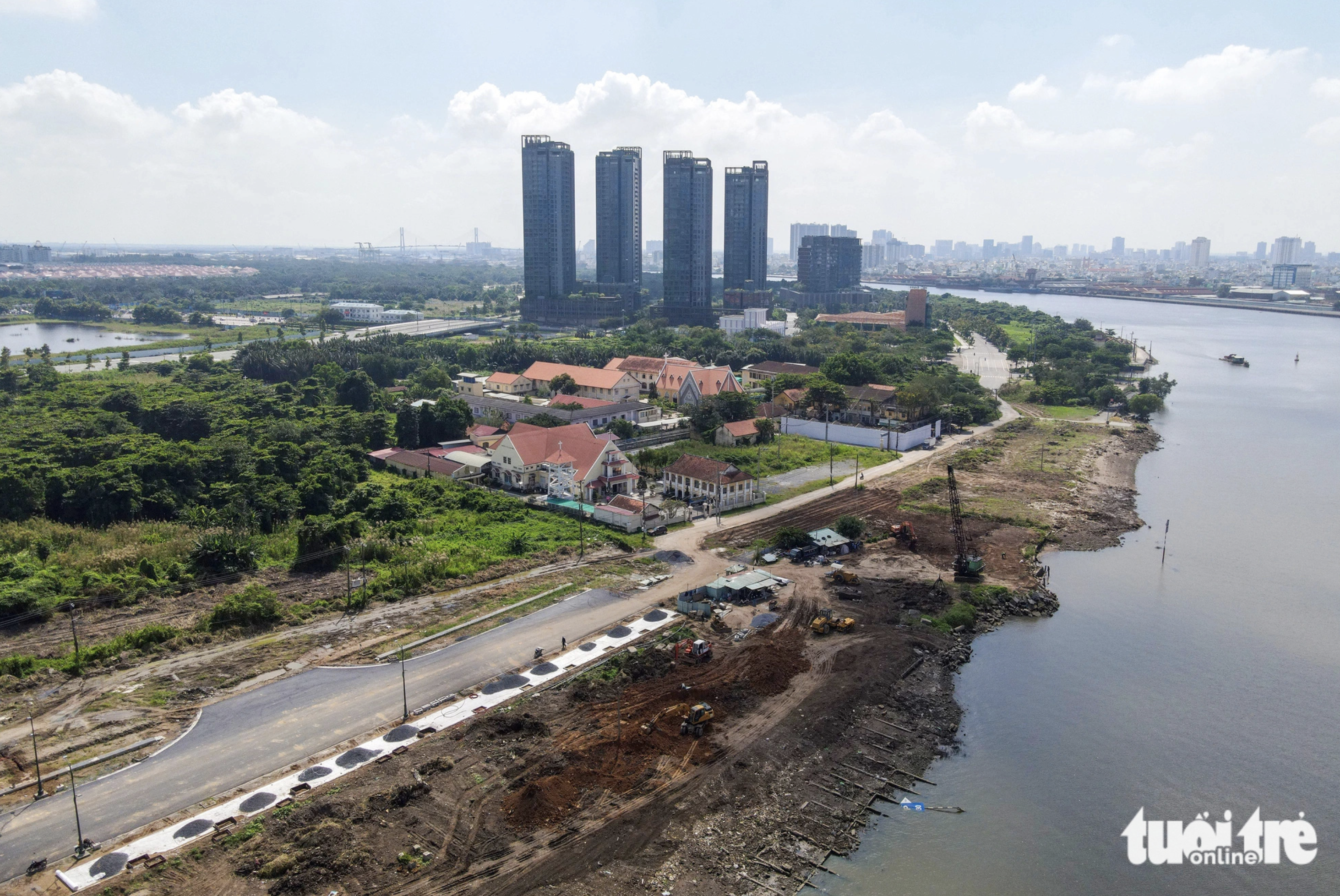 The bank of the Saigon River on the Thu Thiem side pictured in late 2023 before being renovated.