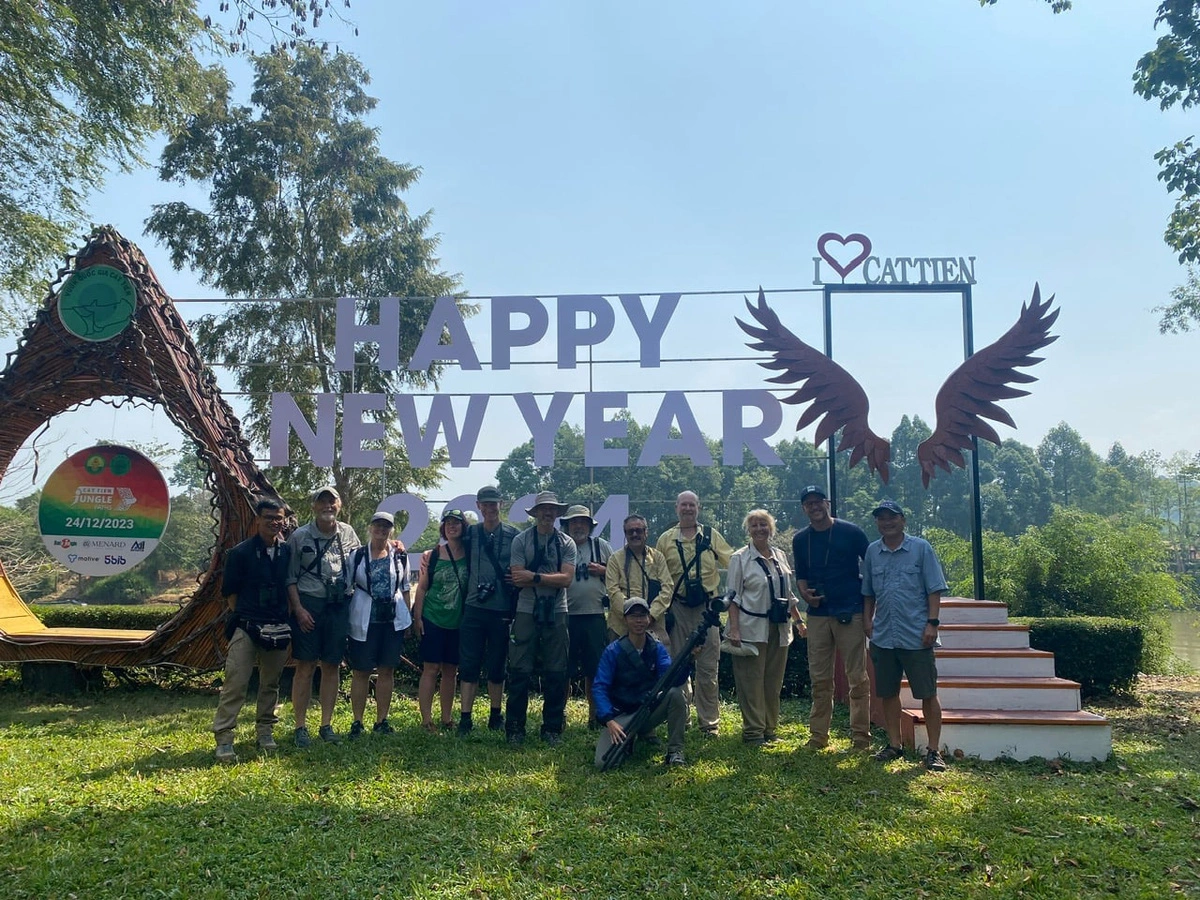 International tourists celebrate the 2024 Tet at Cat Tien National Park in Dong Nai Province, southern Vietnam. Photo: Hoai Bao