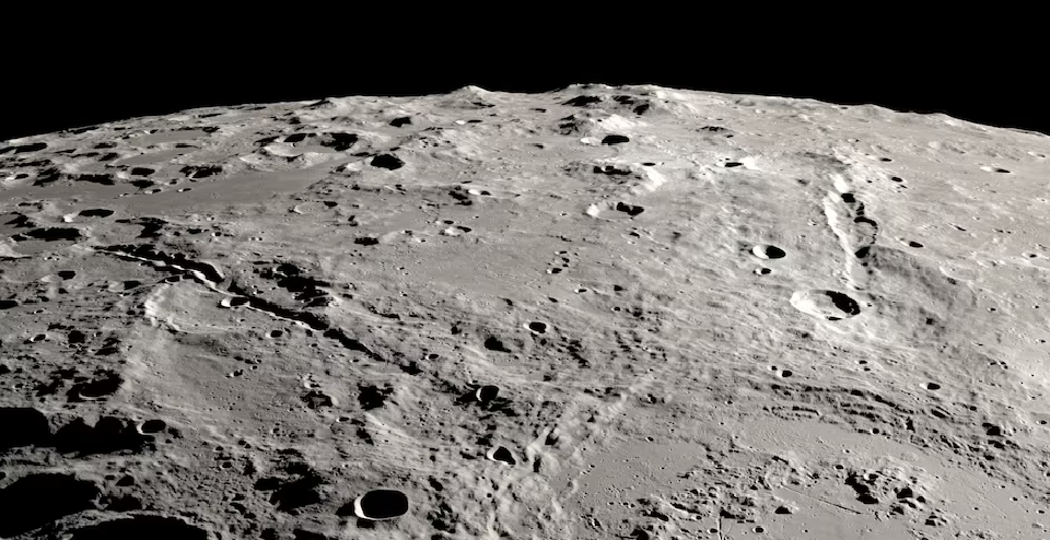 Two grand canyons on the moon radiating from the Schroedinger impact basin near the lunar south pole on the lunar far side are seen in this undated image using data obtained by NASA's robotic Lunar Reconnaissance Orbiter spacecraft. Photo: Reuters