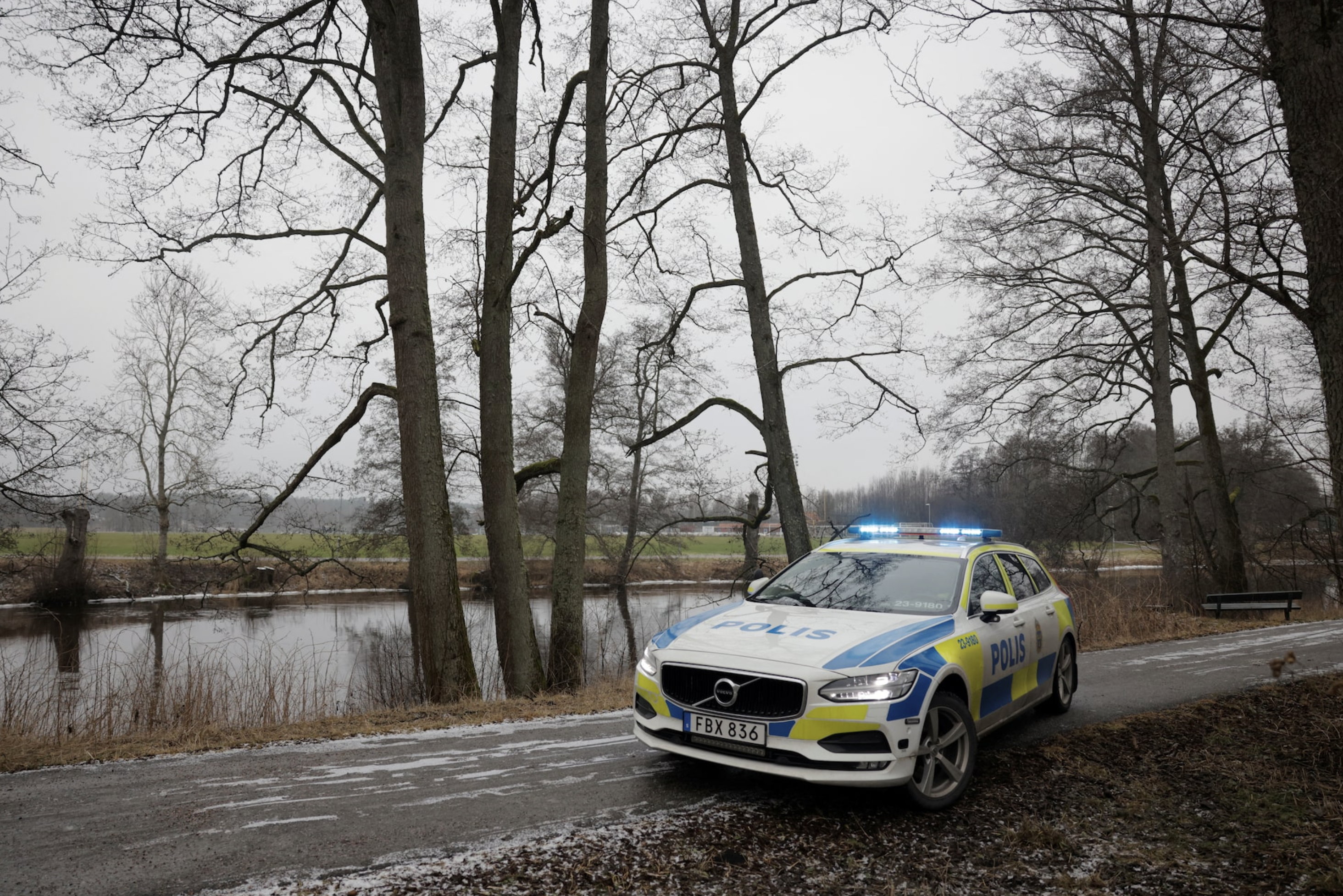 A view shows a police car as a major police operation is underway at Risbergska School, following reports of a serious violent crime, in Orebro, Sweden, on February 4, 2025. Photo: Reuters