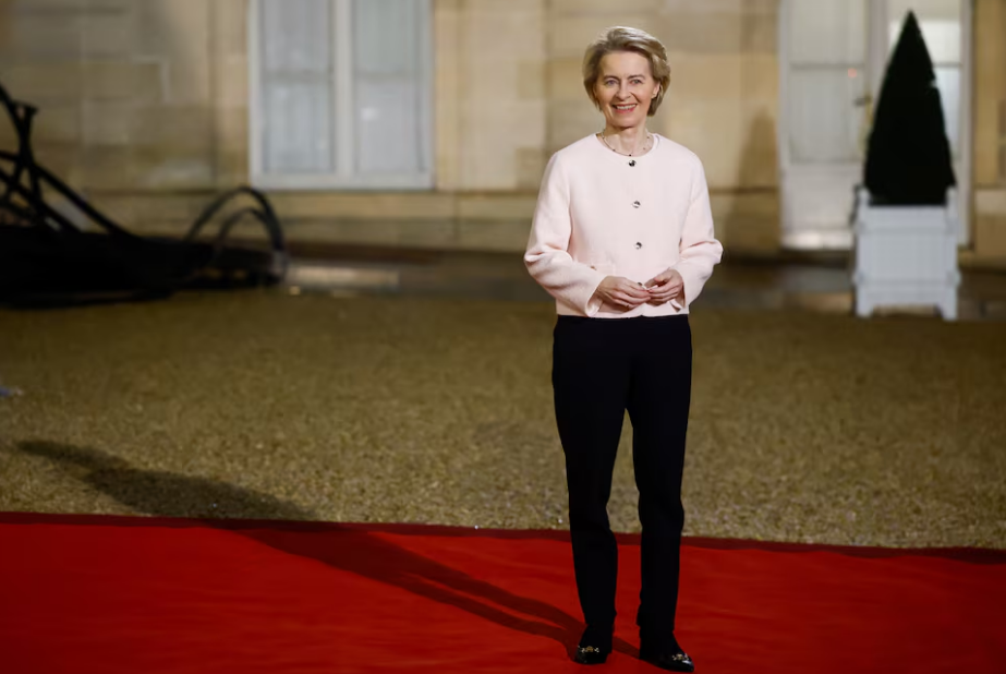 European Commission President Ursula von der Leyen arrives for a meeting with international investors in IA at the Elysee Palace as part of the Artificial Intelligence (AI) Action Summit in Paris, France, February 10, 2025. Photo: Reuters