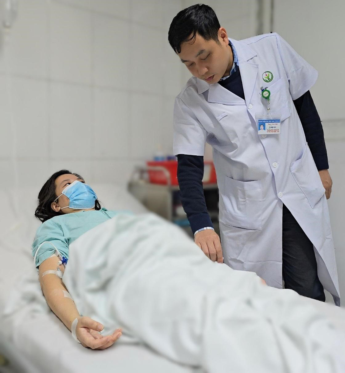 N.T.K., a 37-year-old from the northern province of Thai Nguyen, undergoes treatment at Viet Duc University Hospital in Hanoi. Photo: Supplied