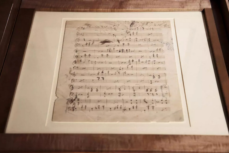 A score of the waltz 'On the Beautiful Blue Danube', pictured at the Johann Strauss Museum in Vienna. Photo: AFP