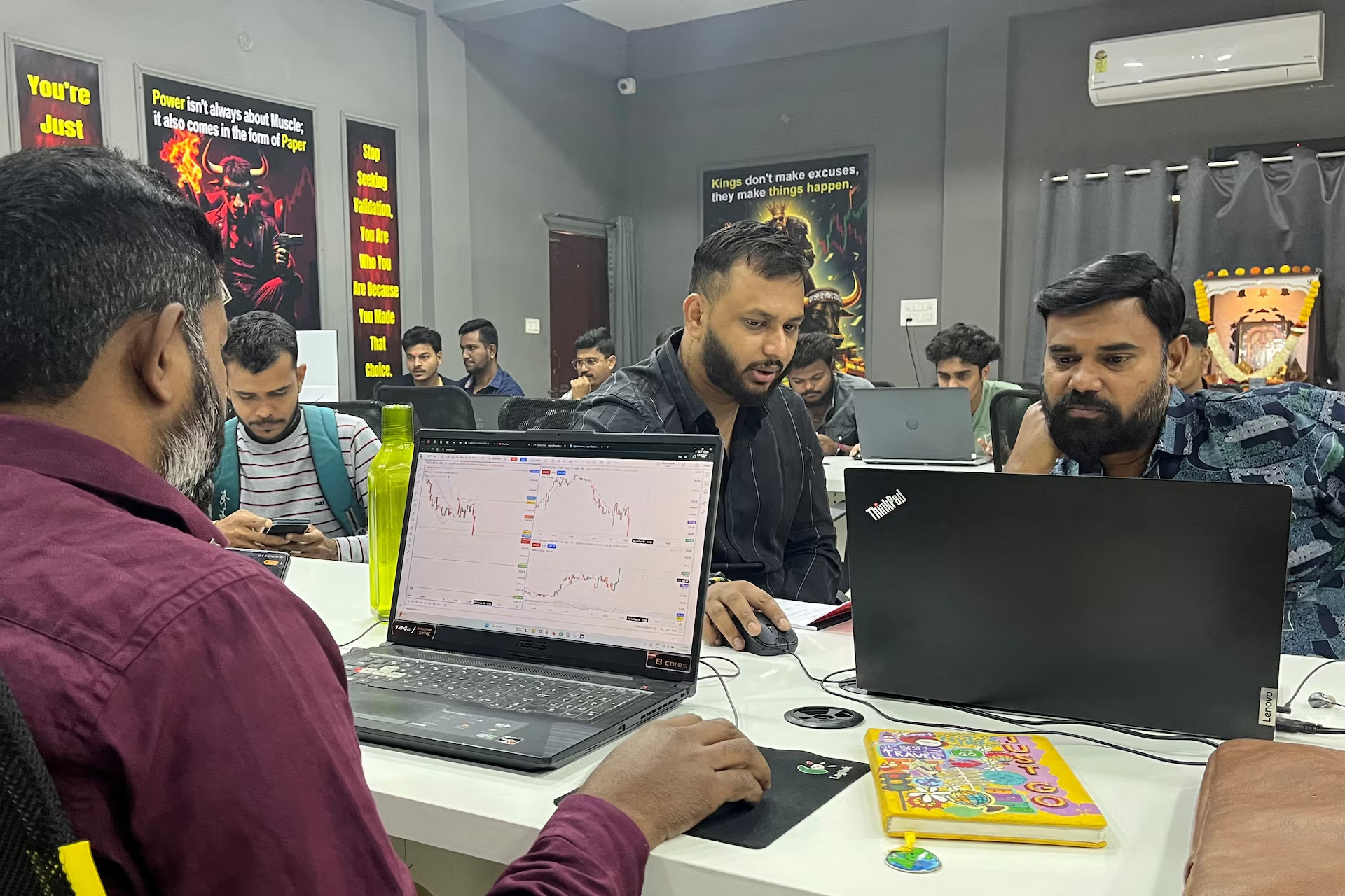 Yash Jaiswal, the owner of Thoughts Magic Trading academy, trains students at a morning class for equity and crypto trading, at the academy in Nagpur, India, February 14, 2025. Photo: Reuters