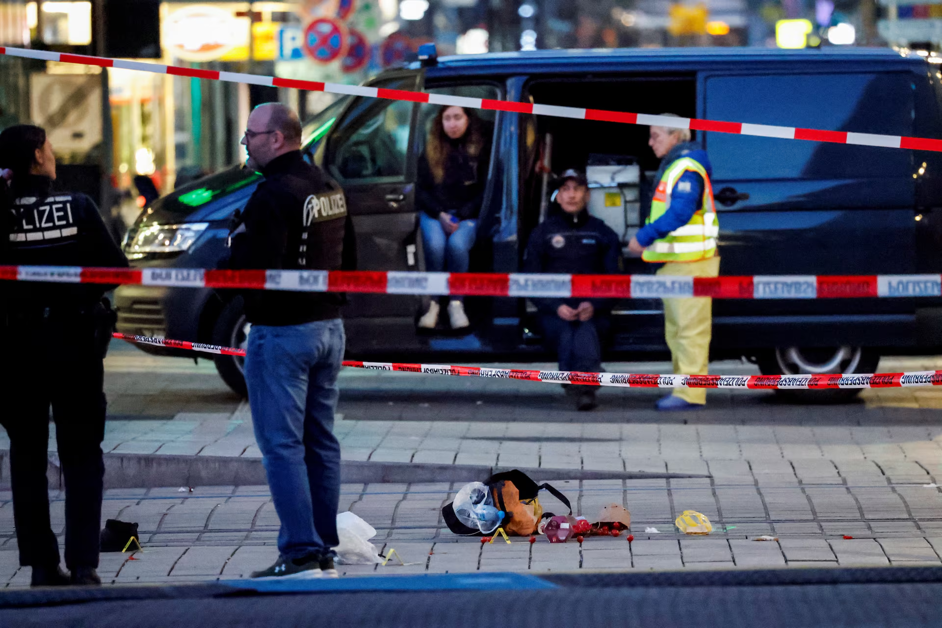 Belongins lie on the ground at the site where a car drove into a crowd, in Mannheim, Germany, March 3, 2025. Photo: Reuters