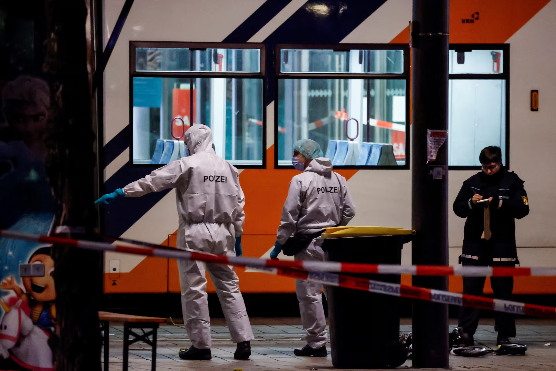 Members of Police work at the site where a car drove into a crowd, in Mannheim, Germany, March 3, 2025. Photo: Reuters