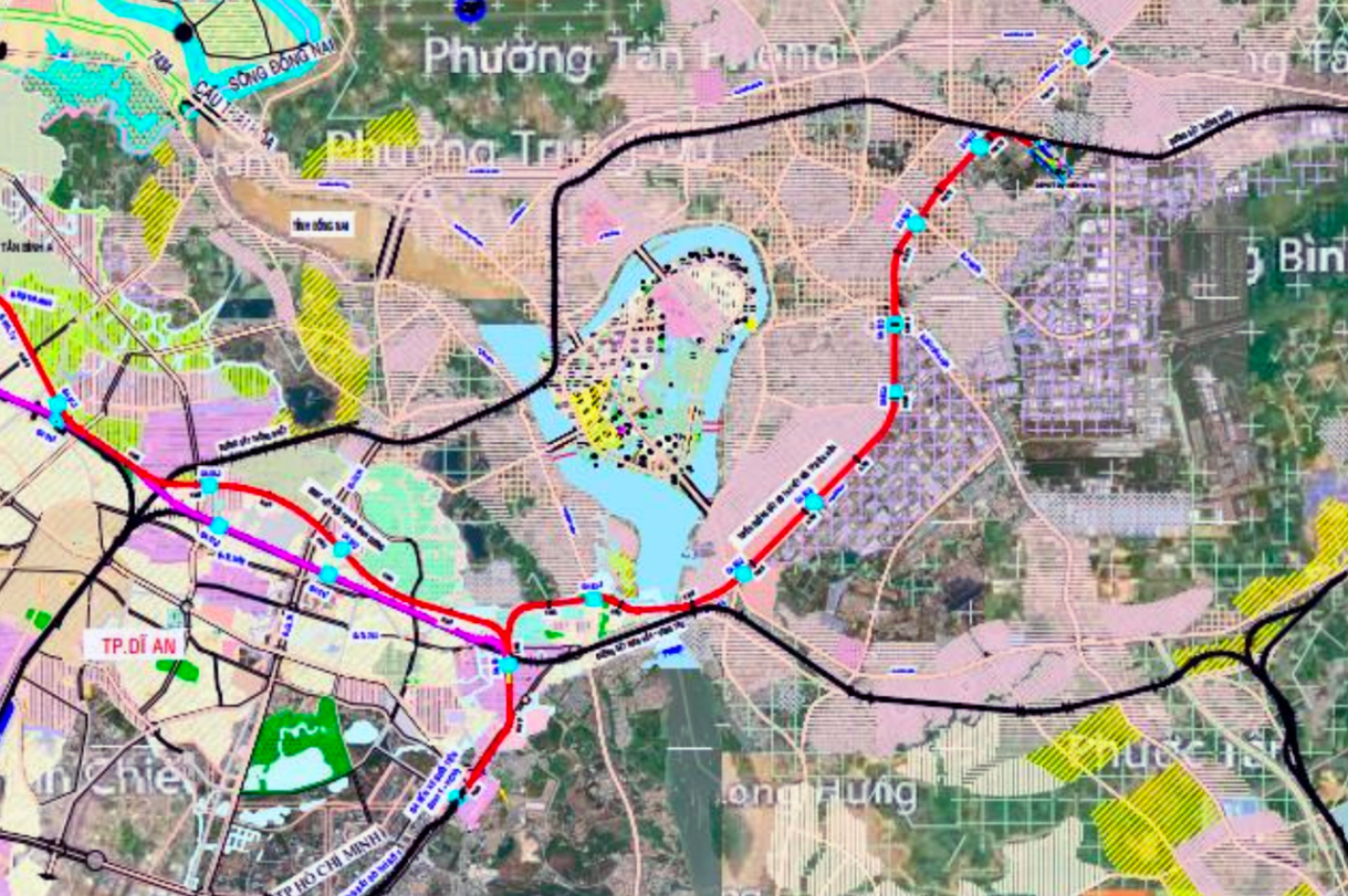 A map shows Ho Chi Minh City’s first metro line extended to Dong Nai. Photo: A Loc / Tuoi Tre