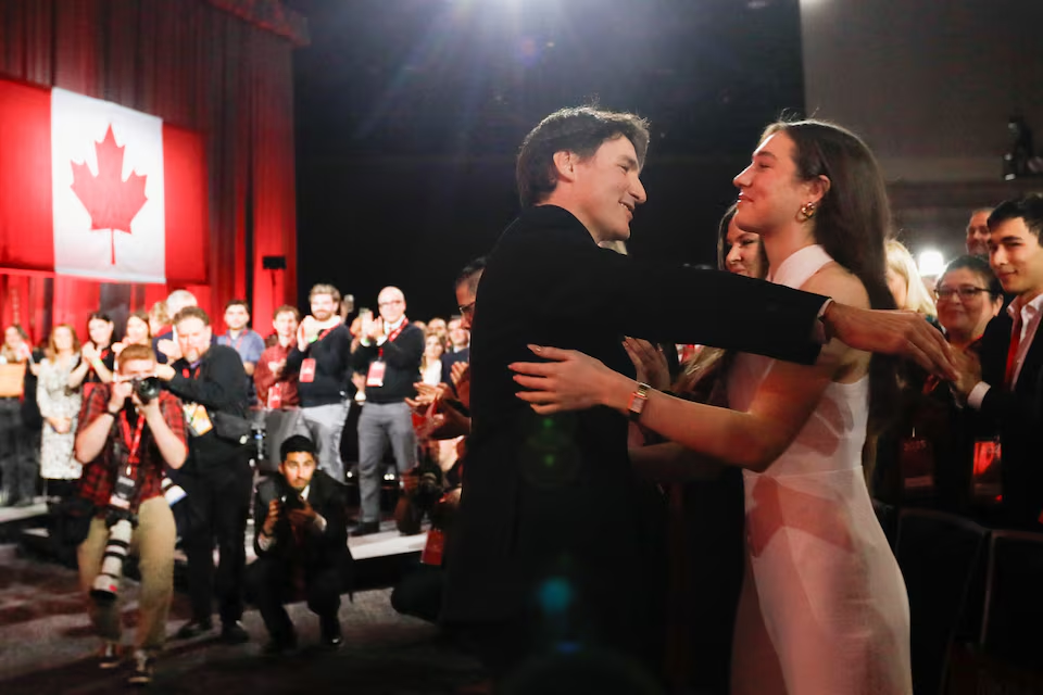 Justin Trudeau and his daughter Ella-Grace Margaret Trudeau, Ottawa, March 9, 2025. Photo: Reuters