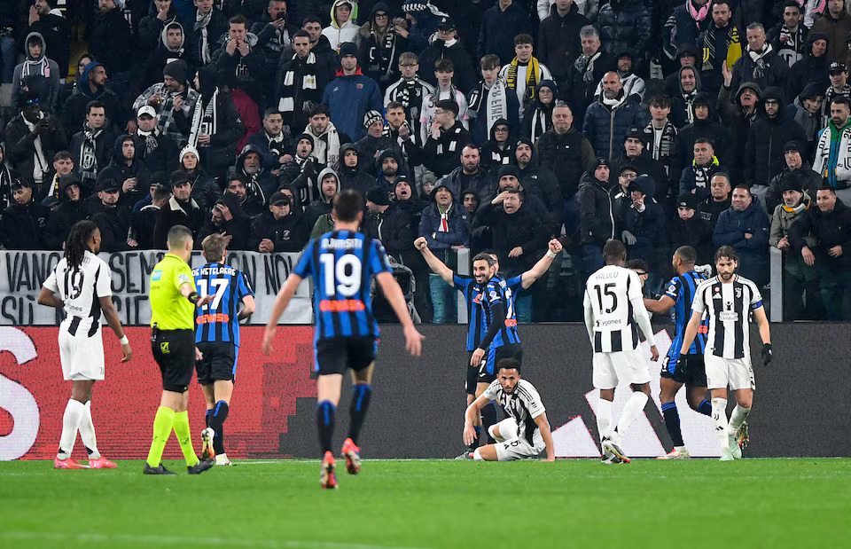 [3/4]Soccer Football - Serie A - Juventus v Atalanta - Allianz Stadium, Turin, Italy - March 9, 2025 Atalanta's Davide Zappacosta celebrates scoring their third goal. Photo: Reuters