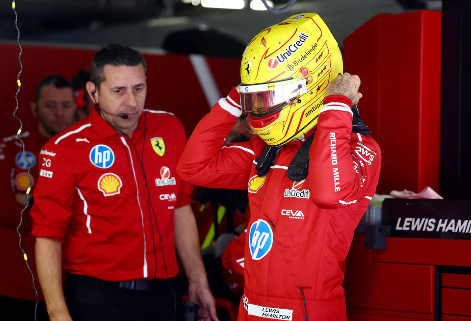 [3/4]Formula One F1 - Chinese Grand Prix - Practice - Shanghai International Circuit, Shanghai, China - March 21, 2025 Ferrari's Lewis Hamilton prepares ahead of the first practice session. Photo: Reuters